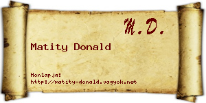 Matity Donald névjegykártya